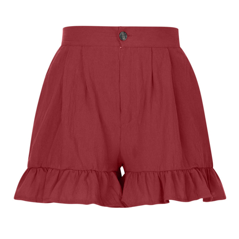 "Högmidjade lätta shorts för kvinnor, elastisk midja med dragsko, sidfickor, idealisk för strand och stad."