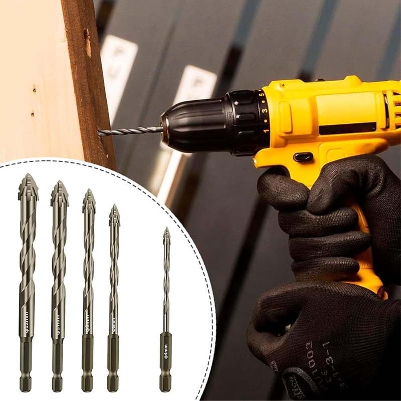 "Högpresterande excentriskt borrset med titanbeläggning, flertal borrar, guldfärgad beläggning, för metall, trä och plast."