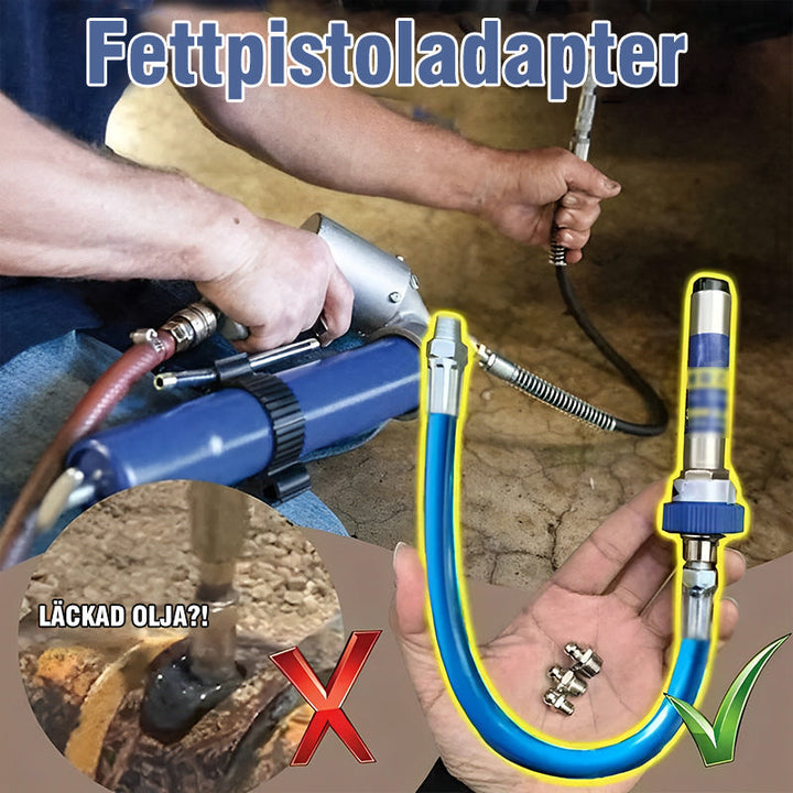 "Högtrycksmunstycke för smörjnipplar, ergonomisk design i metall, perfekt för exakt smörjning i trånga utrymmen."