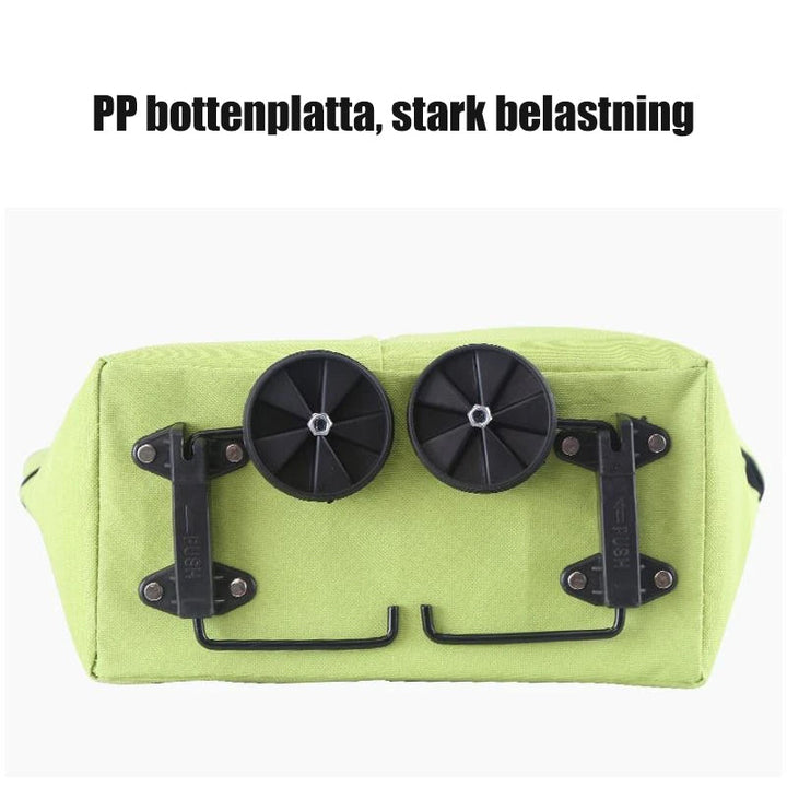 "Hopfällbar damväska med hjul i orange, röd, blå eller grön, ekovänligt material, modern design, enkel pendlarväska."