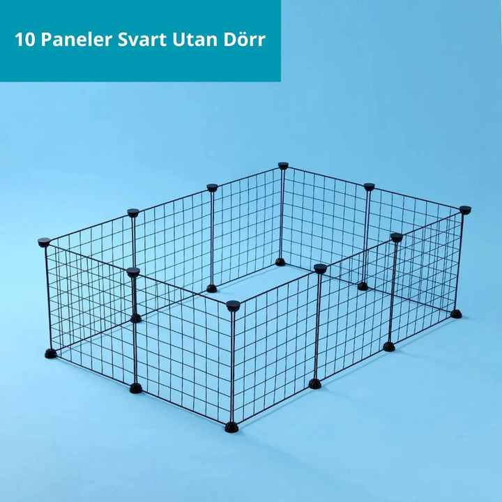 Hopfällbar och justerbar hundbur för smådjur, säker och flexibel med stålpaneler och dörrpanel för enkel tillgång.