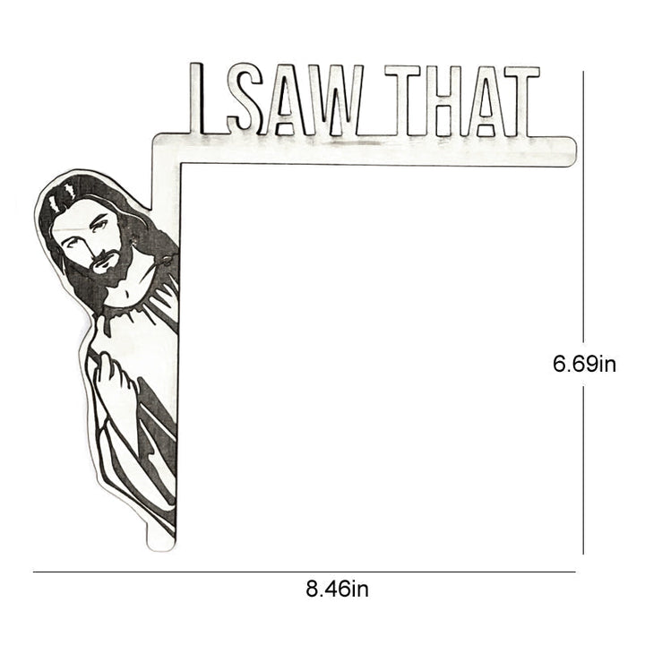 "Humoristisk Jesus dörrhängare i trä, rolig heminredning för en lekfull touch, perfekt skämtpresent."