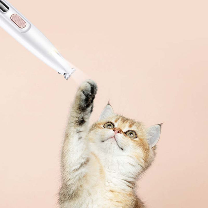 "Husdjursvänlig vit hårtrimmer med LED-lampa, tyst drift, 18 mm blad, vattentålig, för effektiv och säker trimning"