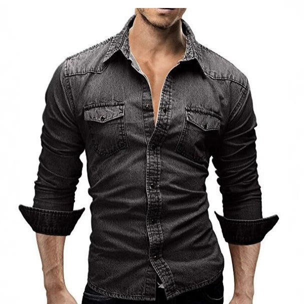 Herrskjorta Denim | Klassisk Herrestil | Hållbart Material