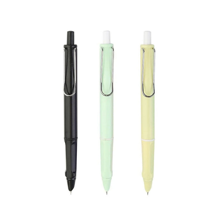 Indragbar skrivarpenna med halkfritt grepp, smidd design, utbytbart bläck, flera färger. Perfekt för smidig skrivning.