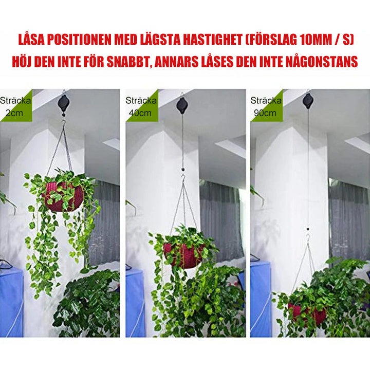 "Infällbar svart krok för trädgårdskorgar och fågelmatare, justerbar höjd, robust design för elegant dekoration"