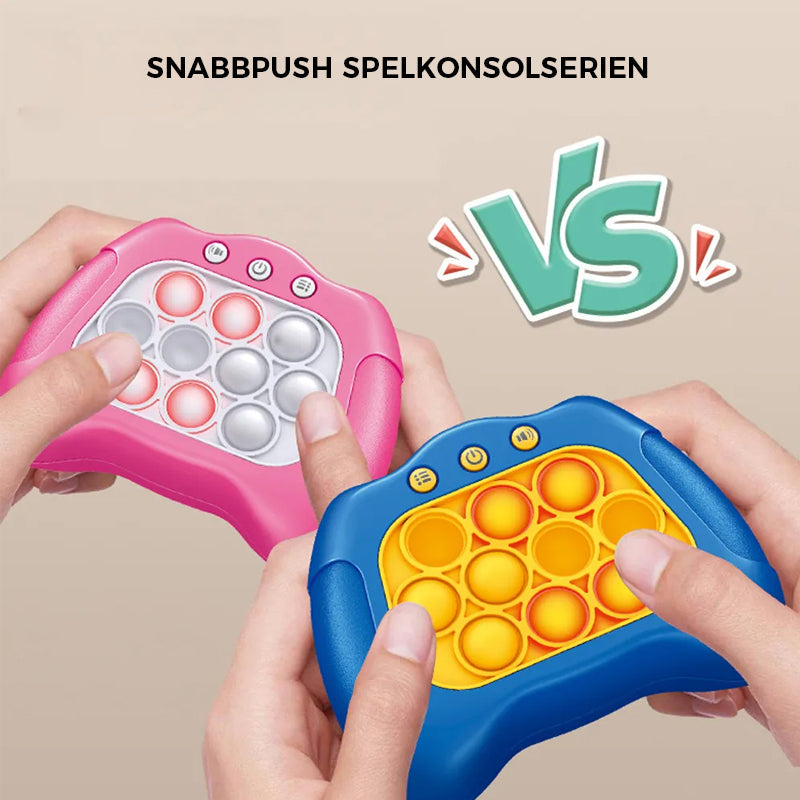 "Innovativ dekompressionsspelmaskin i blått och rosrött för barn och vuxna, bärbar och med banbrytande teknik."