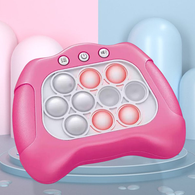 "Innovativ dekompressionsspelmaskin i blått och rosrött för barn och vuxna, bärbar och med banbrytande teknik."