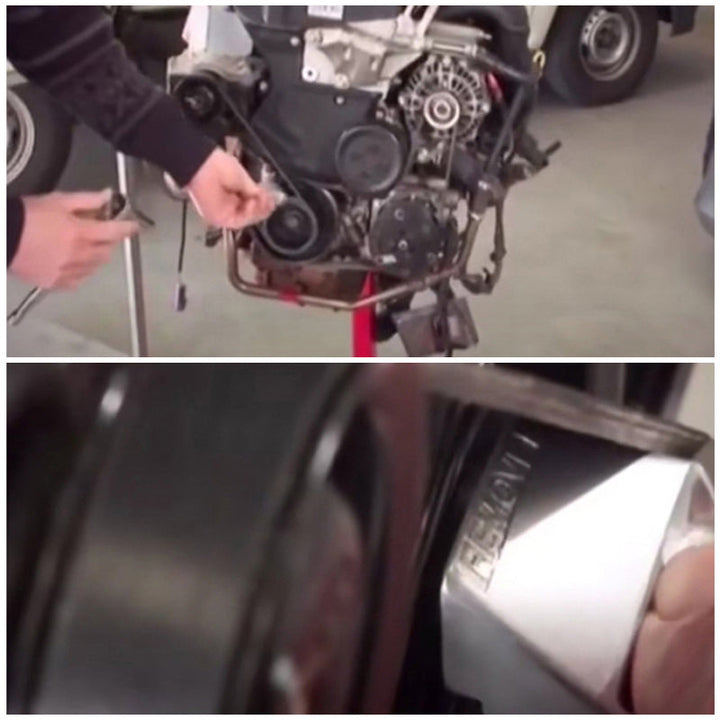 "Innovativt motorbältesverktyg i metall och plast för snabb installation, kompakt och hållbart för garagearbete."