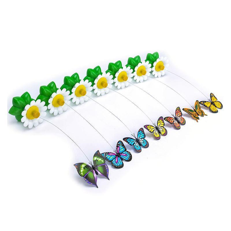 "Interaktiv fjärils- och kolibrileksak för katter med färgglada detaljer som lockar till lek och motion inomhus."