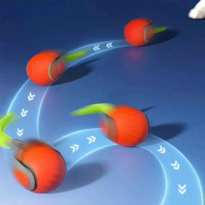 Interaktiv leksak för husdjur med rörelsedetektion, justerbara hastigheter, färgglad med rund form på träyta.