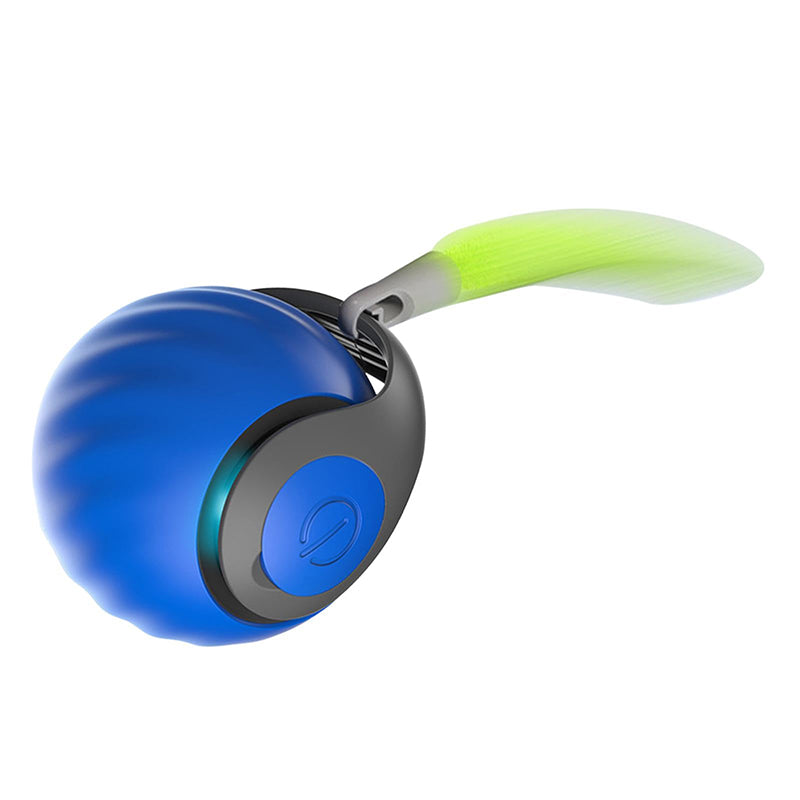 Interaktiv leksak för husdjur med rörelsedetektion, justerbara hastigheter, färgglad med rund form på träyta.