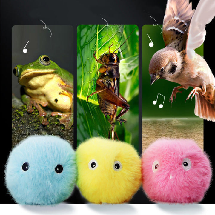 "Interaktiv ljudboll för katter, flerfärgad med djurljud, stimulans och kattmynta-kompatibilitet, perfekt för lek."