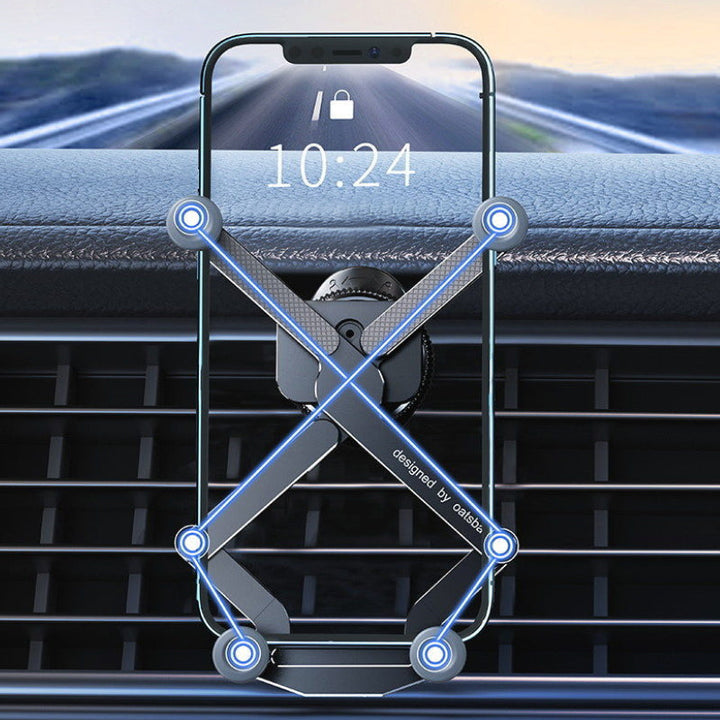 "Invisible, roterbar mobilhållare för bilen, diskret design, aluminium och ABS, enkel att använda, perfekt för navigation."