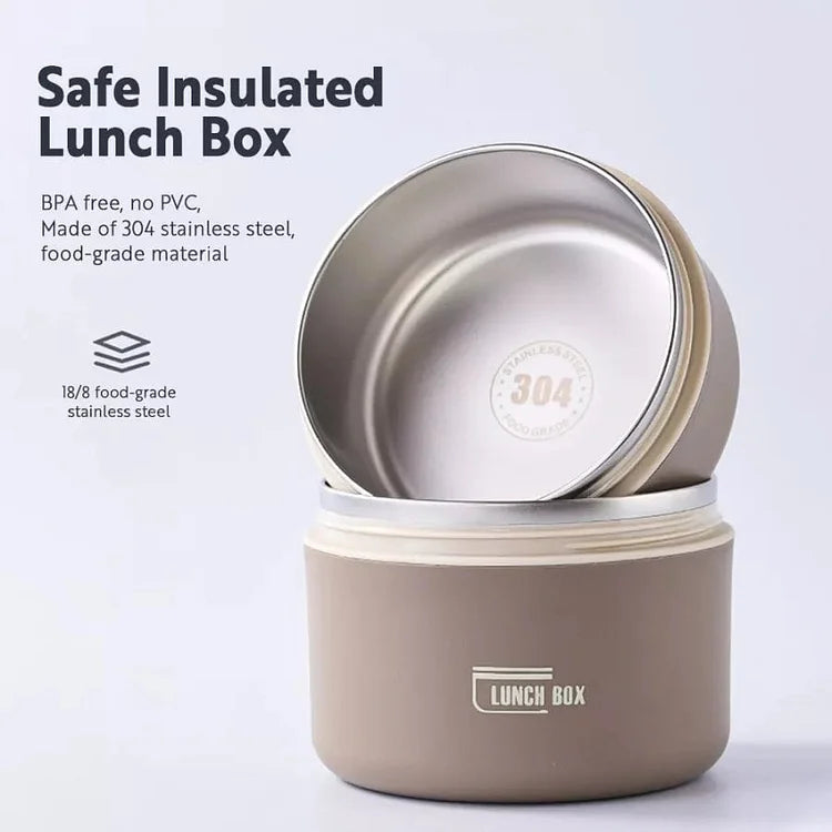 Isolerad lunchlåda i BPA-fri plast med flera fack, stilren design för måltider, enkel att använda och rengöra.