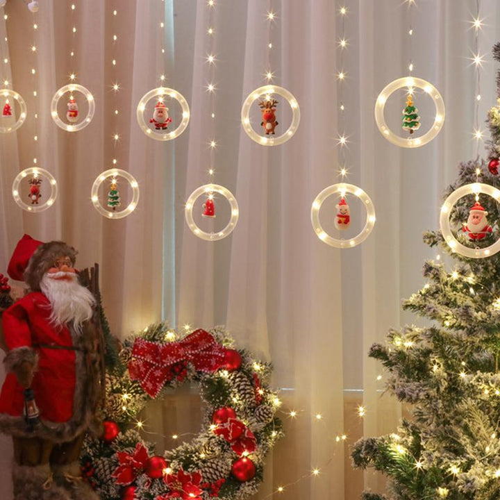 "Jul LED gardinsträngljus med varmvitt ljus, perfekt dekoration för väggar, fönster och julgranar under festsäsongen."