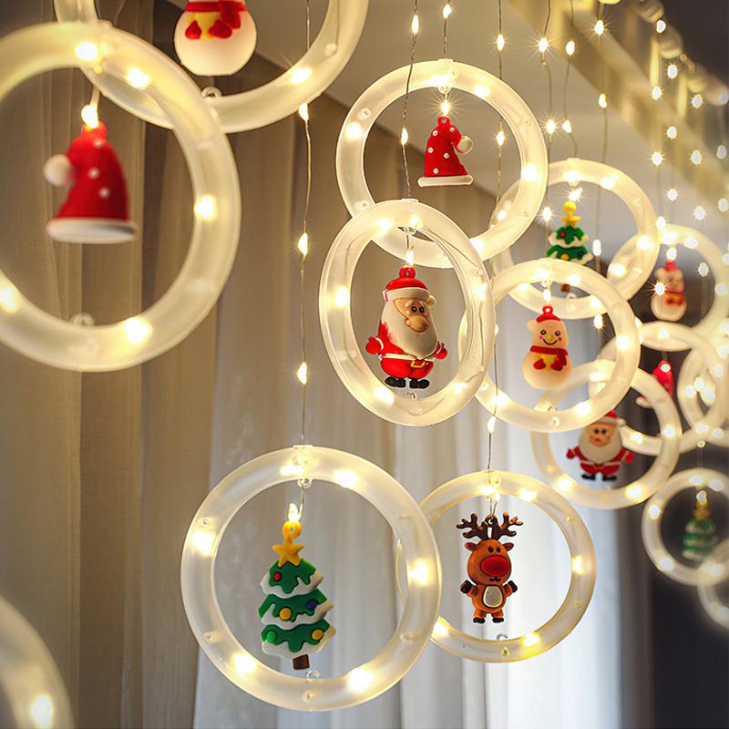 "Jul LED gardinsträngljus med varmvitt ljus, perfekt dekoration för väggar, fönster och julgranar under festsäsongen."