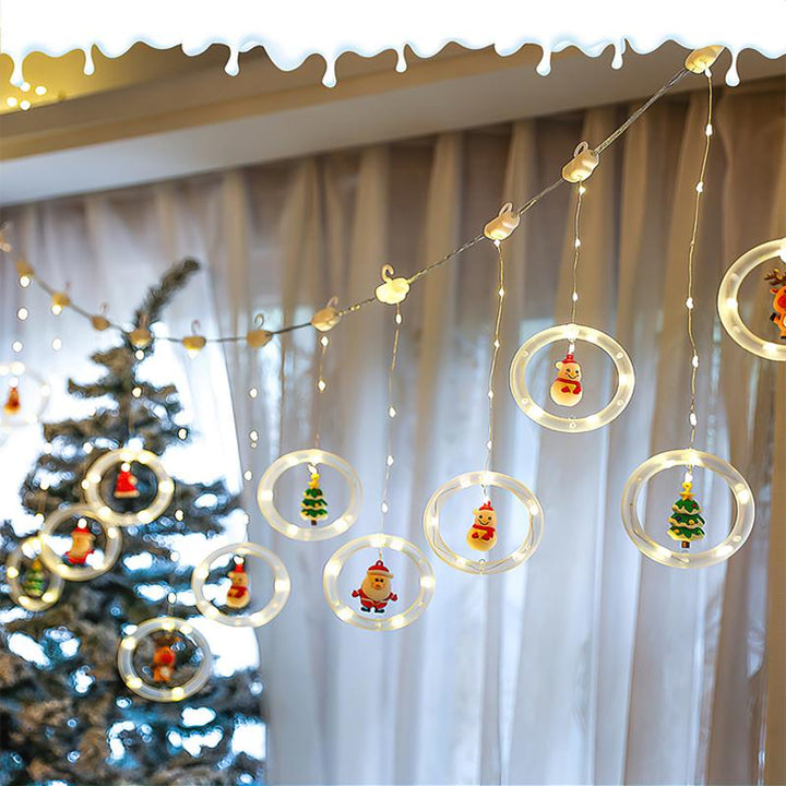 "Jul LED gardinsträngljus med varmvitt ljus, perfekt dekoration för väggar, fönster och julgranar under festsäsongen."