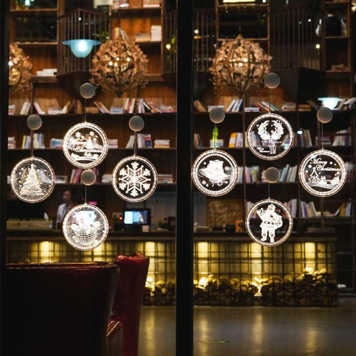 "Jul LED-lampa, hängande dekoration inomhus, unikt julmotiv. Perfekt för fönster, väggar och dörrar, ger varm belysning."