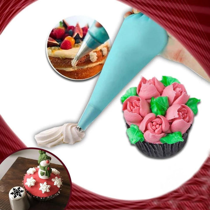 "Julbakning munstyckeset för kakbakning, färgglada munstycken i rostfritt stål och tåliga konditoripåsar, perfekt för jul."