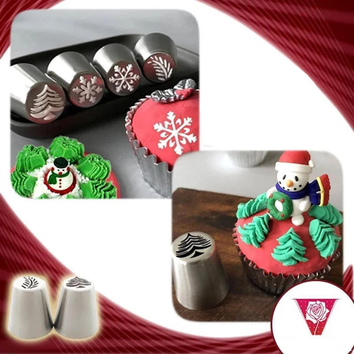 "Julbakning munstyckeset för kakbakning, färgglada munstycken i rostfritt stål och tåliga konditoripåsar, perfekt för jul."