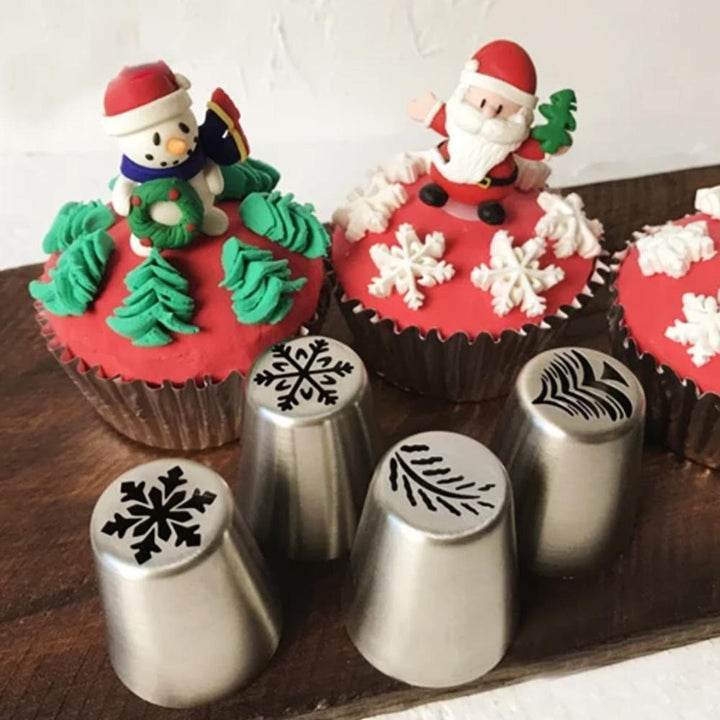 "Julbakning munstyckeset för kakbakning, färgglada munstycken i rostfritt stål och tåliga konditoripåsar, perfekt för jul."