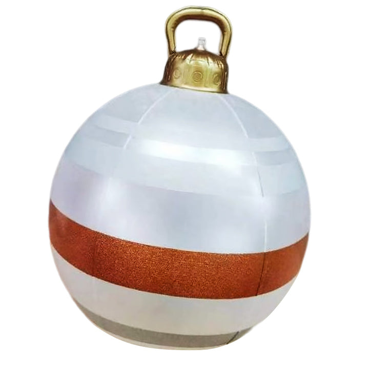 "Juldekoration uppblåsbar utomhusboll i PVC, 60 cm, röd och vit med stjärnmönster, perfekt för julstämning i trädgården."