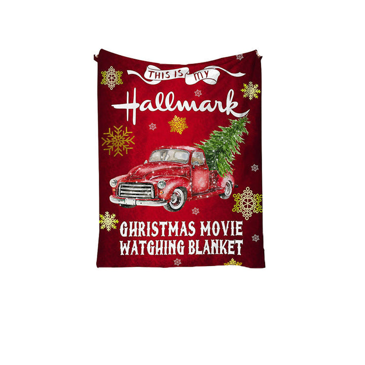 "Julig fleecefilt med rött julmotiv, tjock flanell och fleece, perfekt för bilen, värmande och mjuk för vinter."