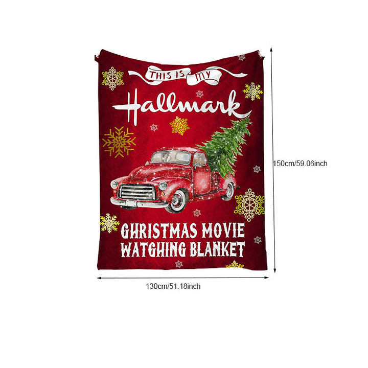"Julig fleecefilt med rött julmotiv, tjock flanell och fleece, perfekt för bilen, värmande och mjuk för vinter."