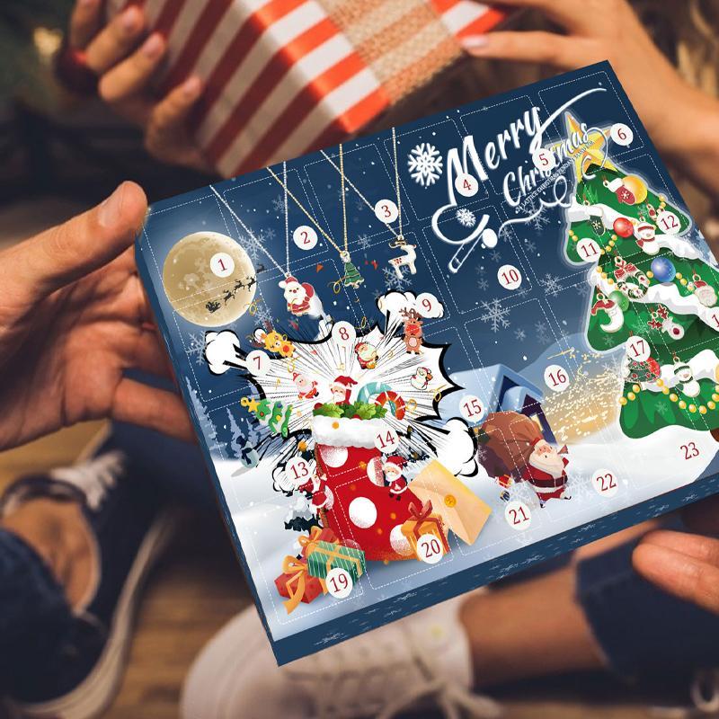 "Julnedräkningskalender för barn med färgglada DIY hängsmycken, detaljerad design, skapar festlig stämning varje dag."