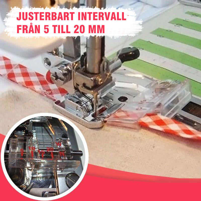 "Justerbar multifunktionell symaskin presserfot i metall och plast för precisionssömnad, enkel snap-on installation."