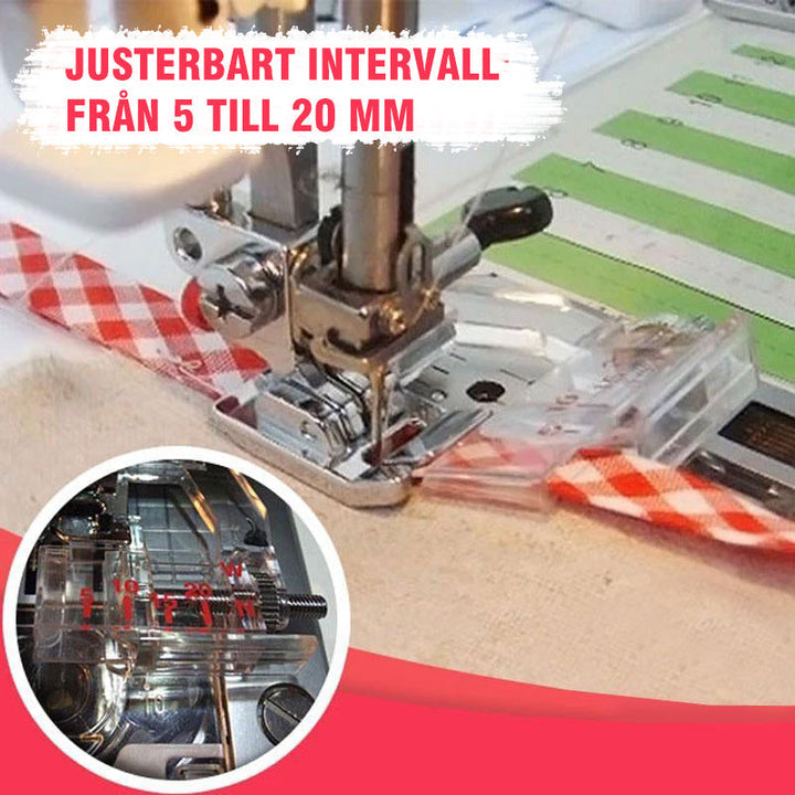 "Justerbar multifunktionell symaskin presserfot i metall och plast för precisionssömnad, enkel snap-on installation."