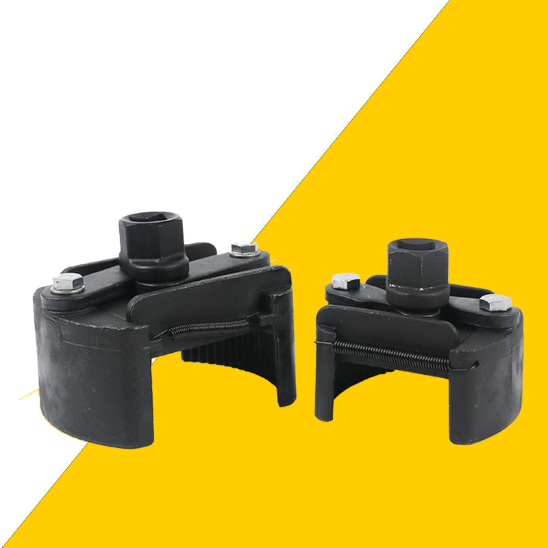 "Justerbar oljefilternyckel för fordon, robust design, metallkropp med tänder, ger säkert grepp vid filterbyte."