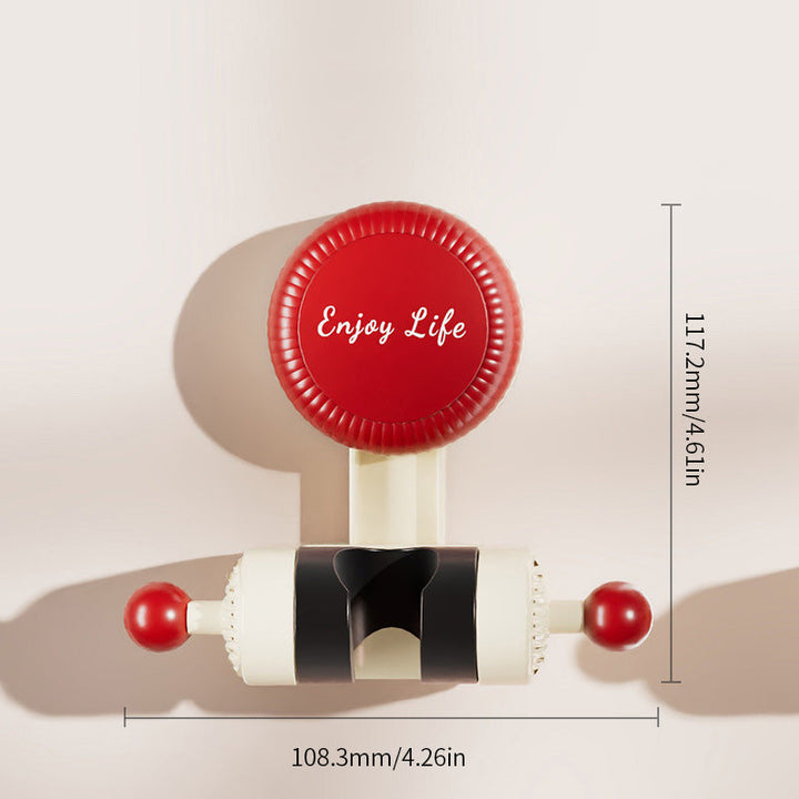 "Justerbar roterande duschhållare, vit, med sugkopp för enkla, verktygsfria installationer på släta ytor i badrummet."