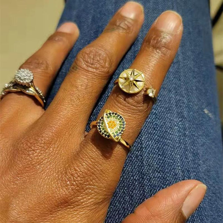 "Justerbar snurrande Galaxy ångestlindrande ring, unisex design, galaxmotiv med roterbar stendetalj"