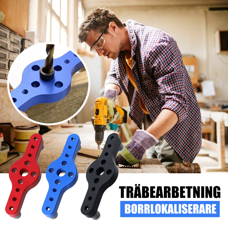 Justerbar träbearbetningsborrmall i aluminium, välvd form, för exakt borrning; korrosionsbeständig och lätt att använda.