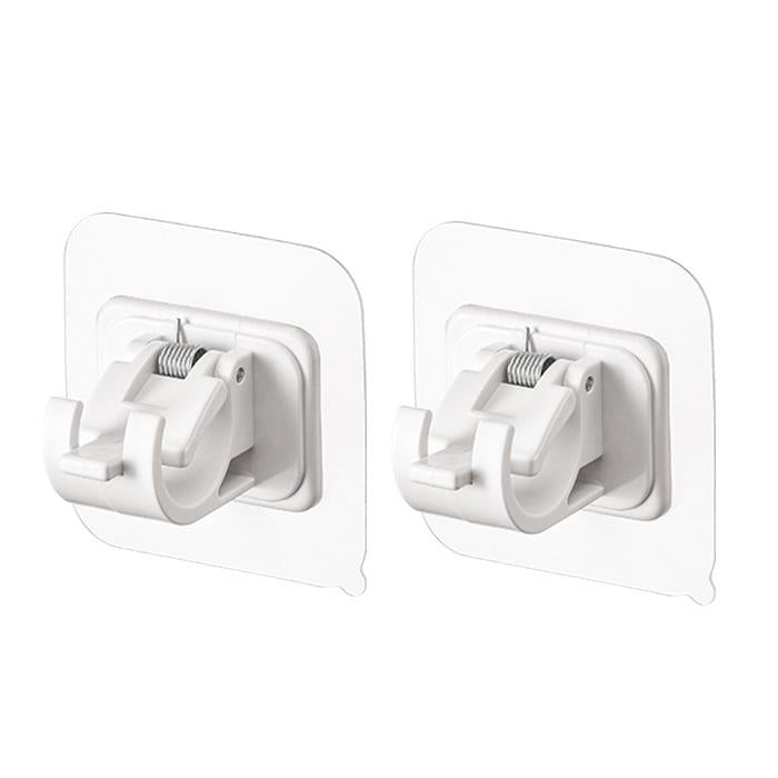 Justerbara självhäftande gardinstångshållare, 2-pack, vita med starka 3M remsor, justerar olika storlekar, utan borrning.