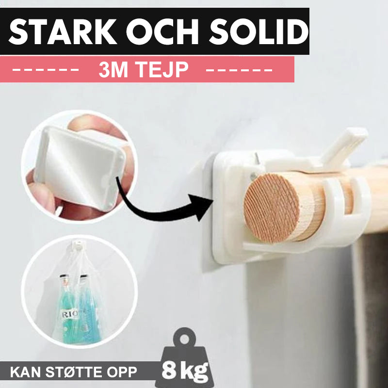 Justerbara självhäftande gardinstångshållare, 2-pack, vita med starka 3M remsor, justerar olika storlekar, utan borrning.