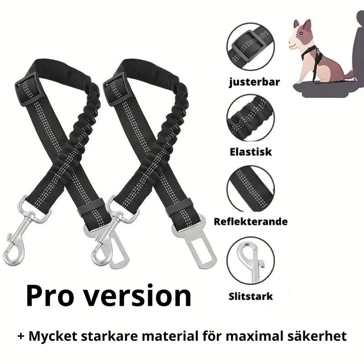 "Justerbart säkerhetsbälte för husdjur, slitstarkt nylon, zinklegering, svart, säker och bekväm resa för hundar och katter."