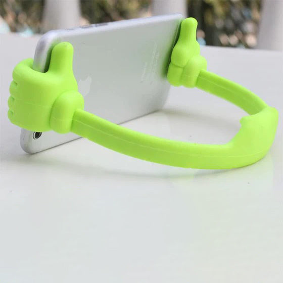 "Justerbart tumme telefonställ - svart och flerfärgat, unik tumme upp design, passar mobiler och surfplattor, unisex."