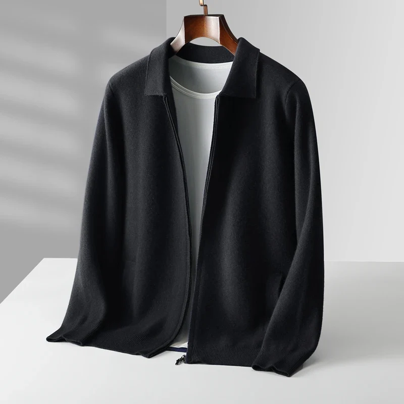 "Kashmirväst för män, elegant och mångsidig, med dragkedja och minimalistisk design, i beige kashmir"