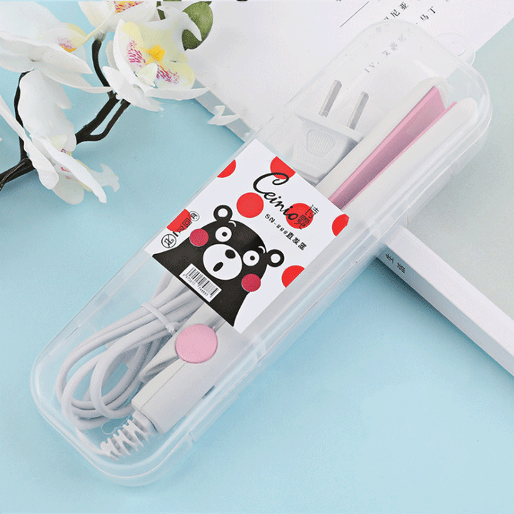 "Keramisk mini-plattång i elegant design, kompakt och bärbar, passar alla hårtyper för professionell hårstyling."