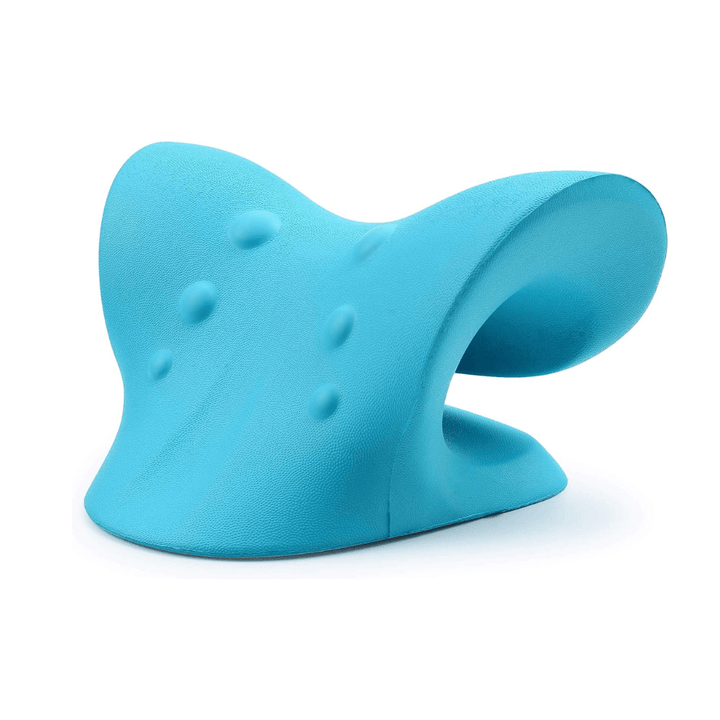 "Kiropraktisk nackkudde med ergonomisk design för lindring av nacksmärta, stödjer naturliga kurvor och minskar spänningar."