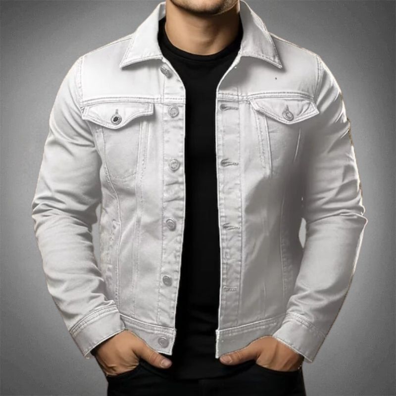 "Klassisk denimjacka i bomullsdenim, modern passform, flera färger, perfekt för vår och sommar, herrjacka."