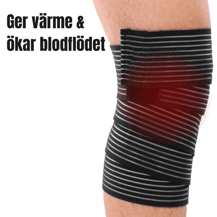 Knästöd för stabilisering och smärtlindring, ergonomisk design, justerbar, ökar blodcirkulationen, sport och välbefinnande.
