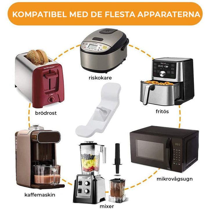 "Kökssladd organisatör i silikon, svart och vit, harmoniserar ditt kök; passform för mixrar, effektiva kabelhanterare."