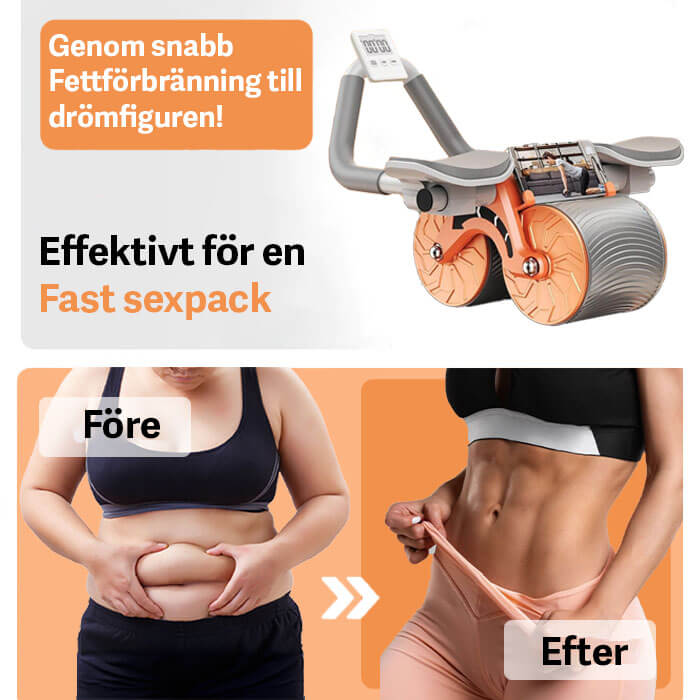 Kompakt Abs Elite Trainer hemmagym för bålstyrka, med svart och grå design, perfekt för fettförbränning och muskeltoning.