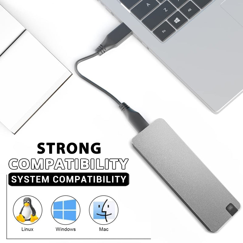 "Kompakt bärbar SSD hårddisk, snabb USB 3.2, tillgänglig i blått, grått, rött, minimalistisk design, kapacitet 1TB till 8TB."