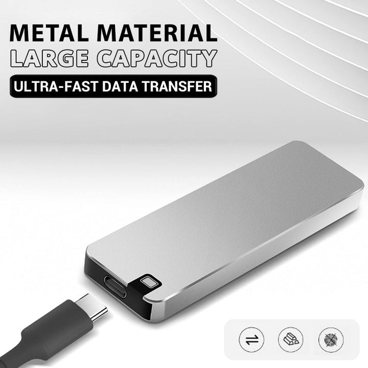 "Kompakt bärbar SSD hårddisk, snabb USB 3.2, tillgänglig i blått, grått, rött, minimalistisk design, kapacitet 1TB till 8TB."