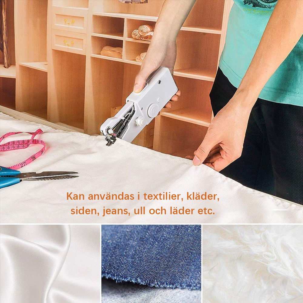"Kompakt bärbar symaskin för snabbreparationer och DIY-projekt, idealisk för små utrymmen och enkel att bära med sig."
